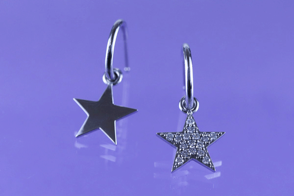 チャームピアス　スターダイヤM　フープピアス